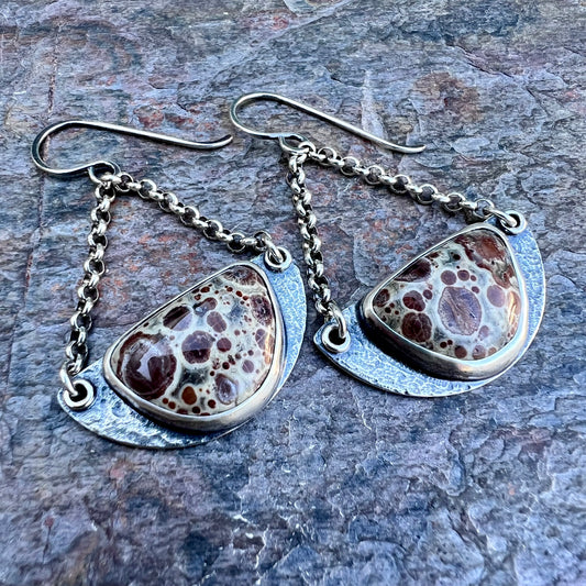 Sterling Silver Ocean Jasper Earrings - Handmade One-of-a-kind Earrings