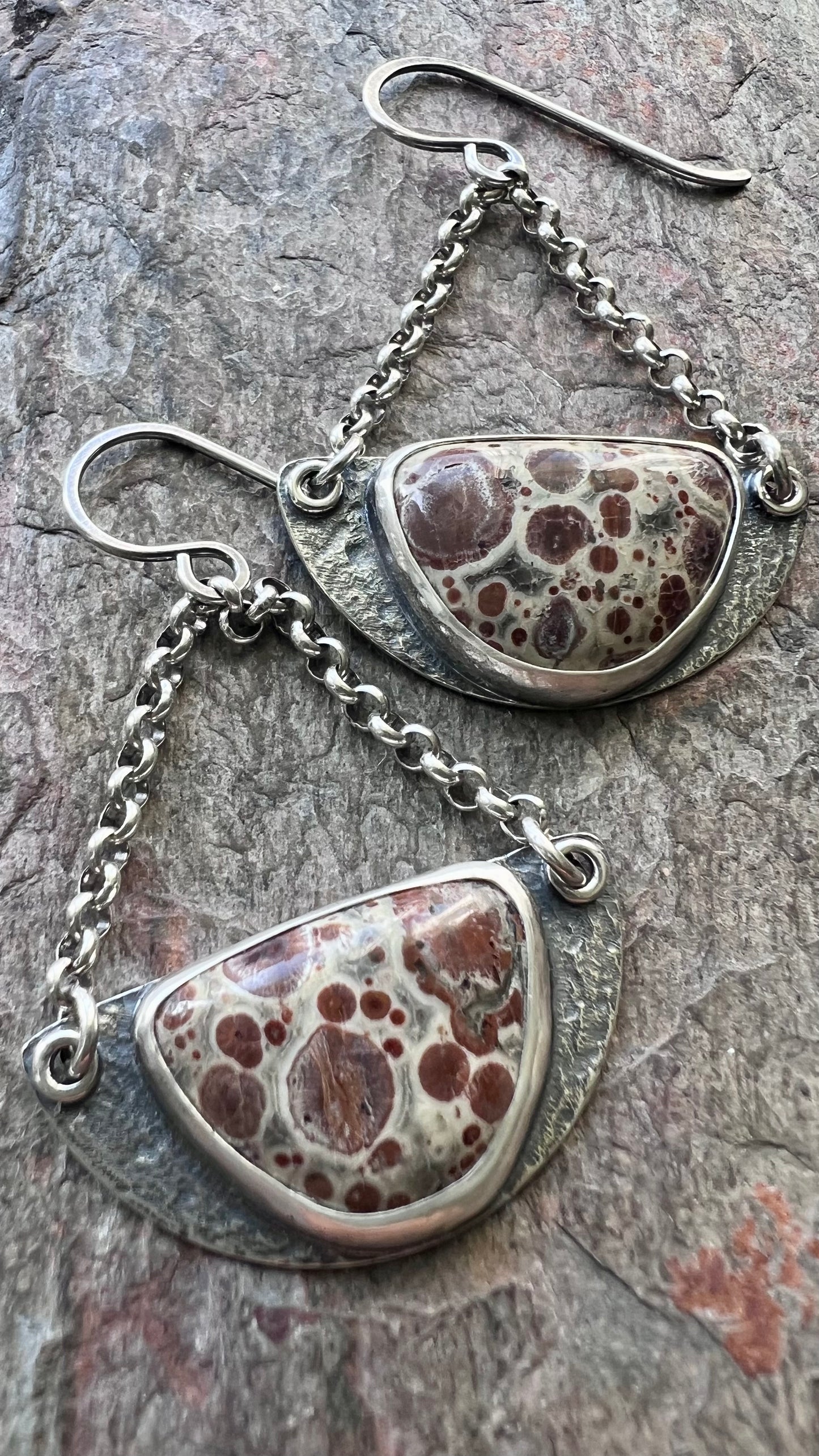 Sterling Silver Ocean Jasper Earrings - Handmade One-of-a-kind Earrings