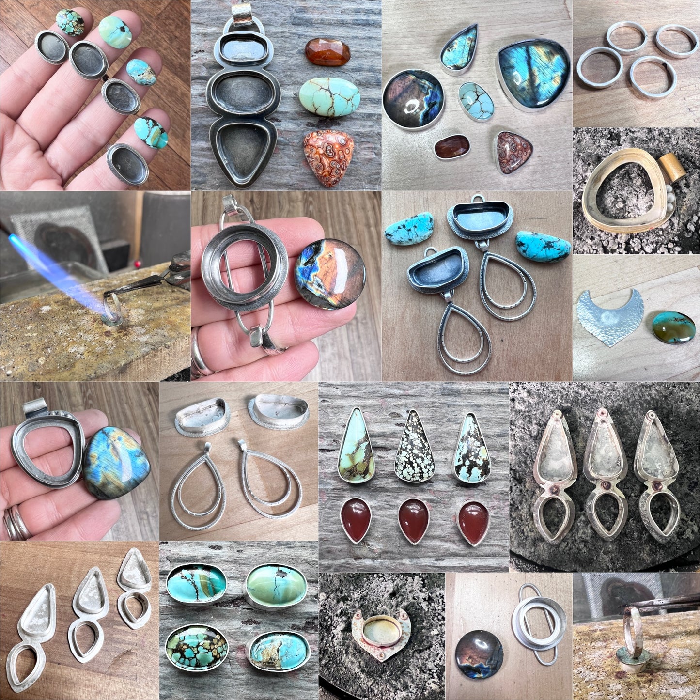 Genuine Turquoise and Carnelian Sterling Silver Necklace | One-of-a-kind Teardrop Pendant (#2)