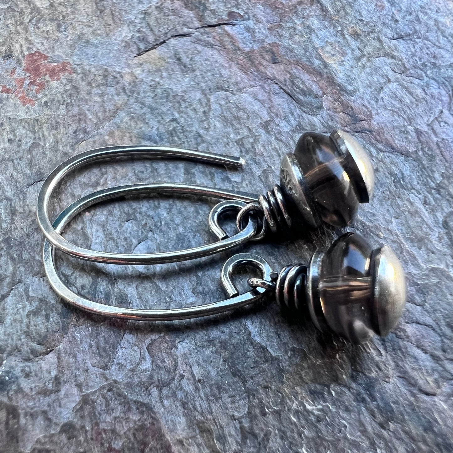 Smoky Quartz Sterling Silver Earrings - Genuine Smoky Quartz Dangles on Handmade Sterling Silver Earwires