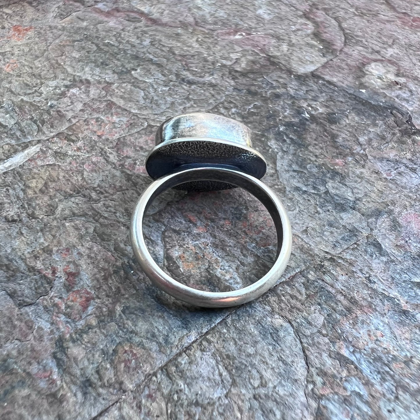 Labradorite Sterling Silver Ring - Handmade One-of-a-kind Labradorite Ring on Silver Silver Band - Size 8