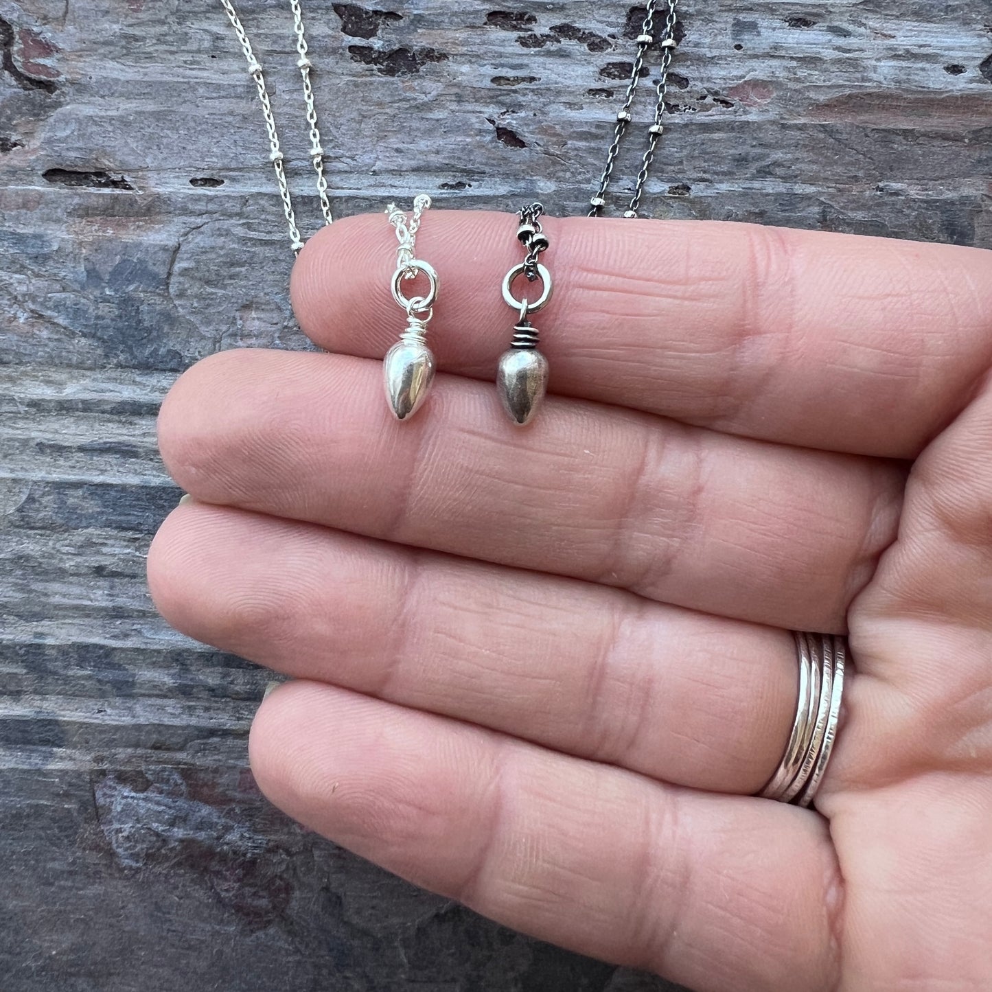 Sterling Silver Teardrop Spike Necklace | Small Silver Point Pendant Necklace