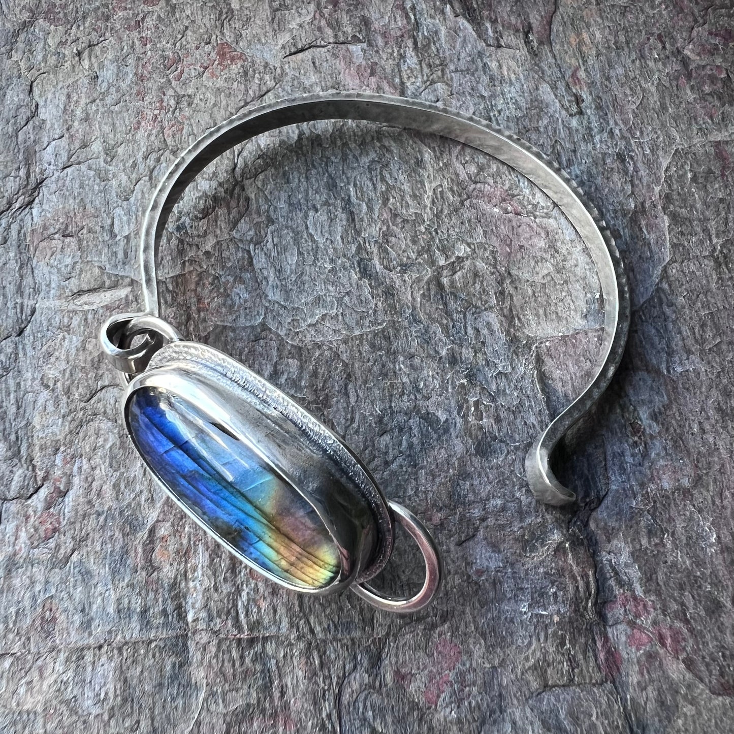 Sterling Silver Labradorite Bracelet One of a kind Natural Stone Cuff Bracelet