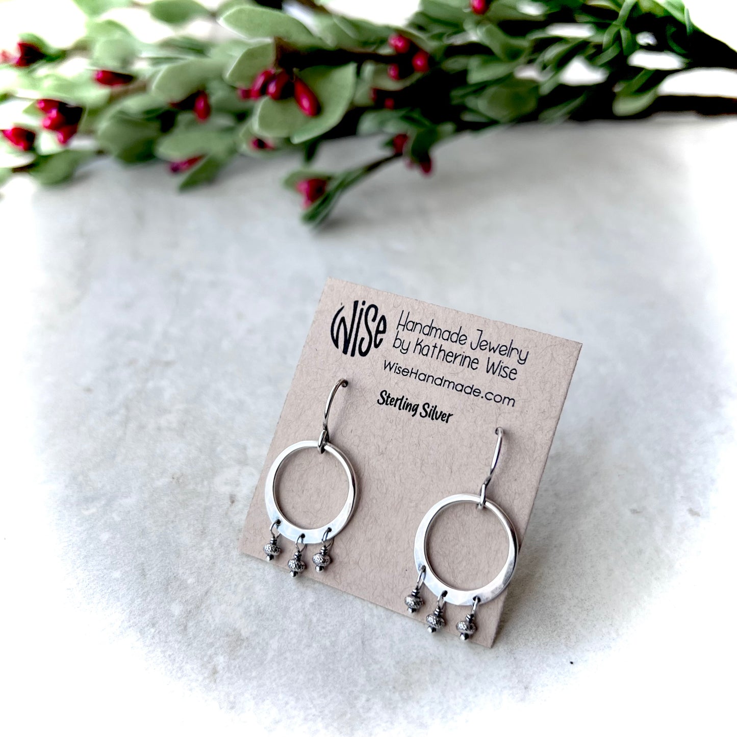 Fringe Hoop Sterling Silver Earrings | Solid Silver Hoop Small Dangle Earrings