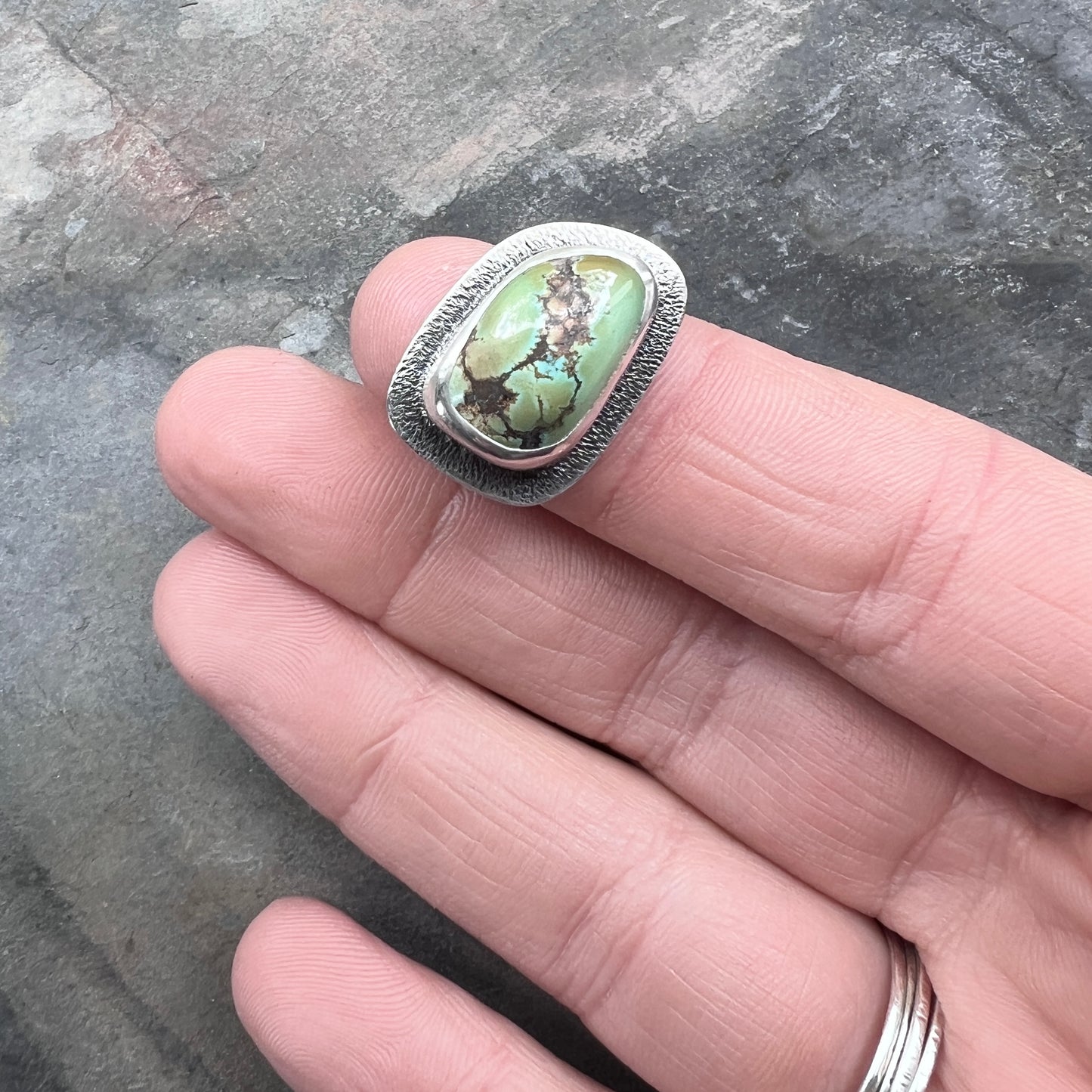 Sterling Silver Turquoise Ring | Genuine Natural Turquoise Cabochon Ring - Size 8