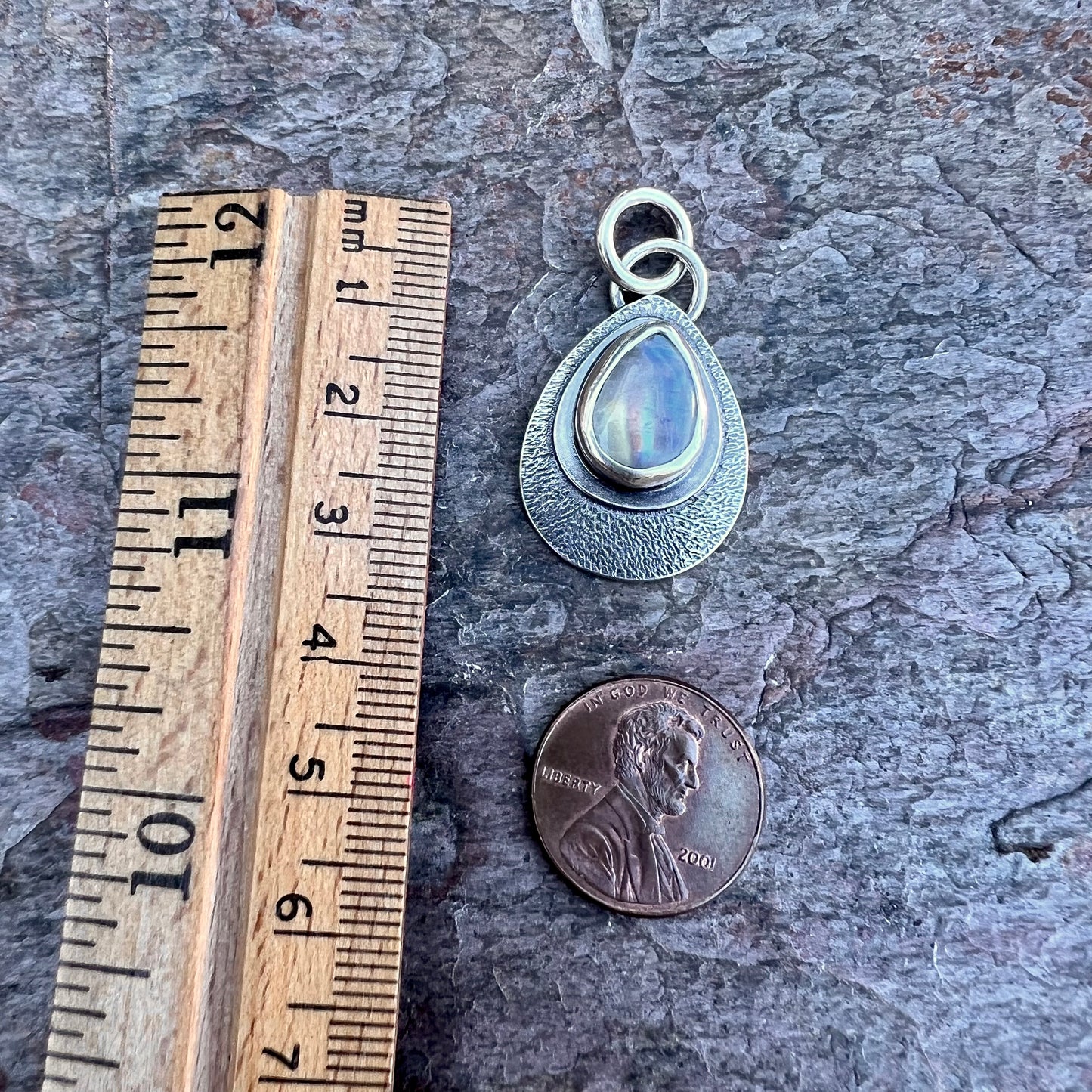 Rainbow Moonstone Sterling Silver Pendant - Handmade One-of-a-kind Pendant