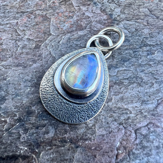 Rainbow Moonstone Sterling Silver Pendant - Handmade One-of-a-kind Pendant