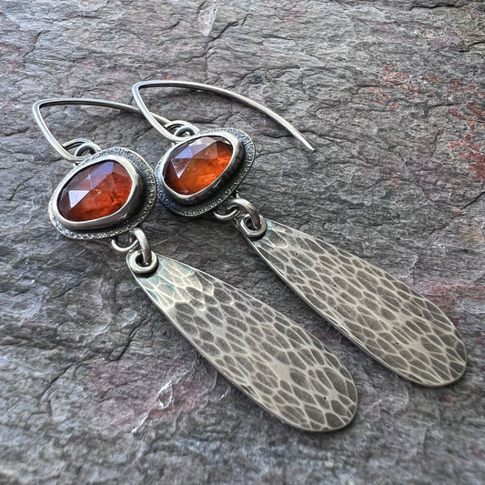 Orange Kyanite Sterling Silver Earrings - Handmade One-of-a-kind Earrings