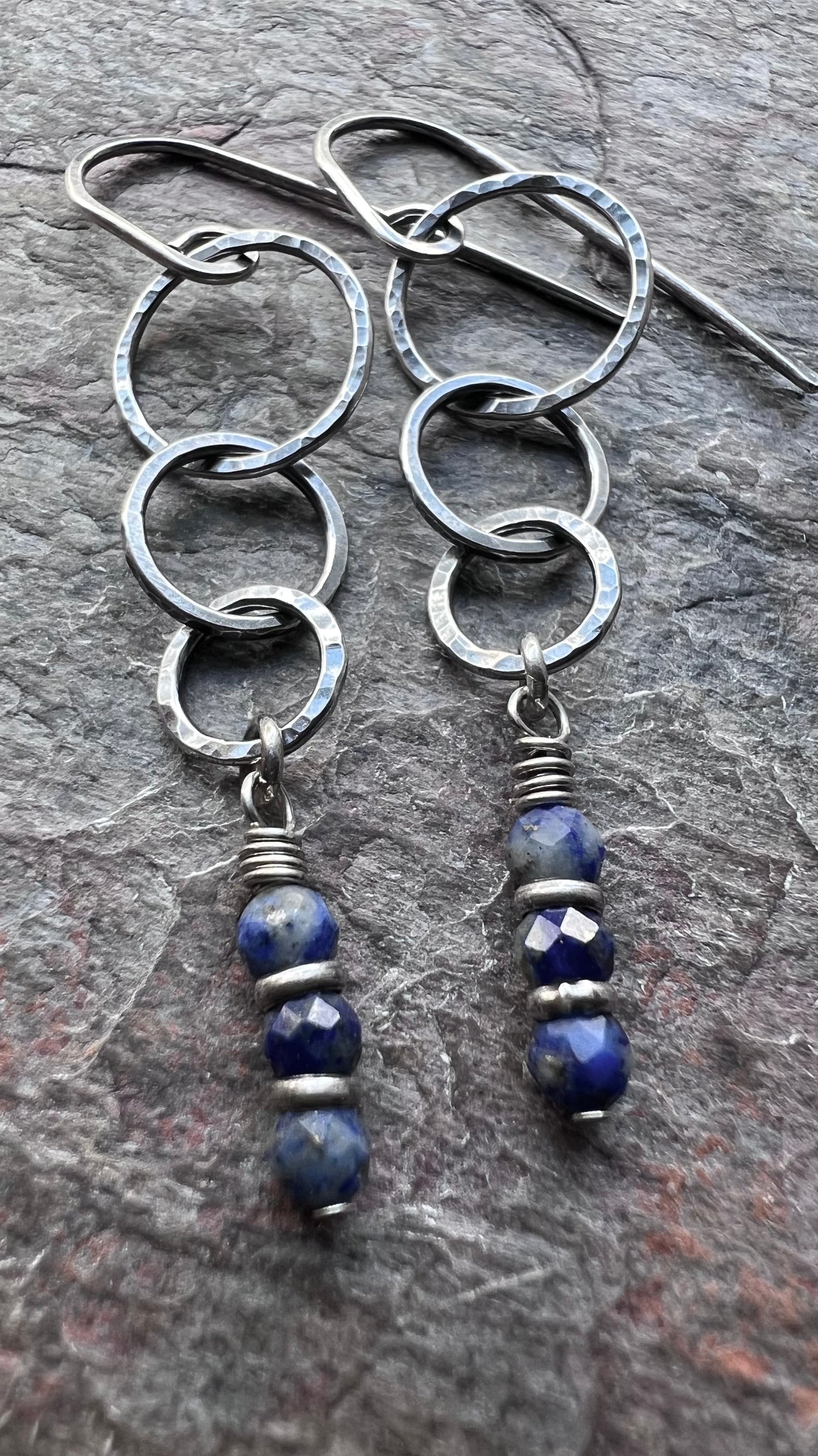Sterling Silver Lapis Earrings Beaded