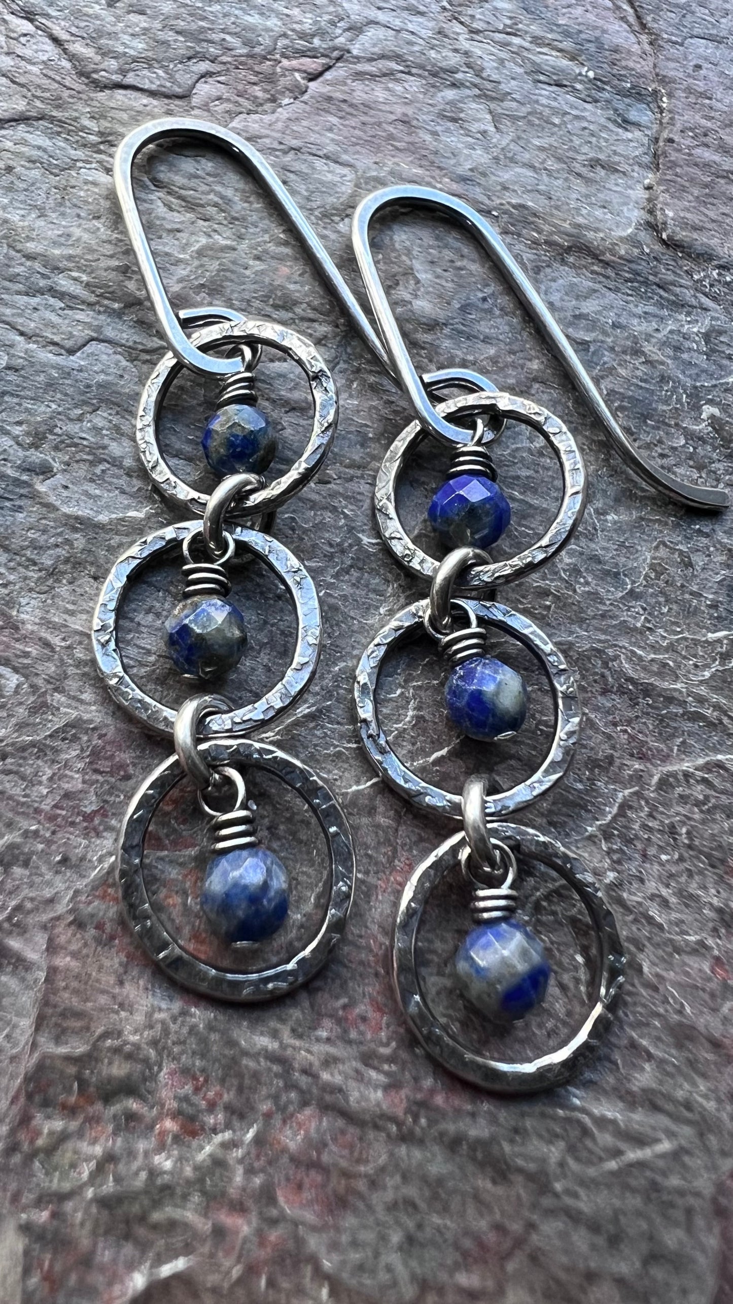 Sterling Silver Lapis Earrings Beaded