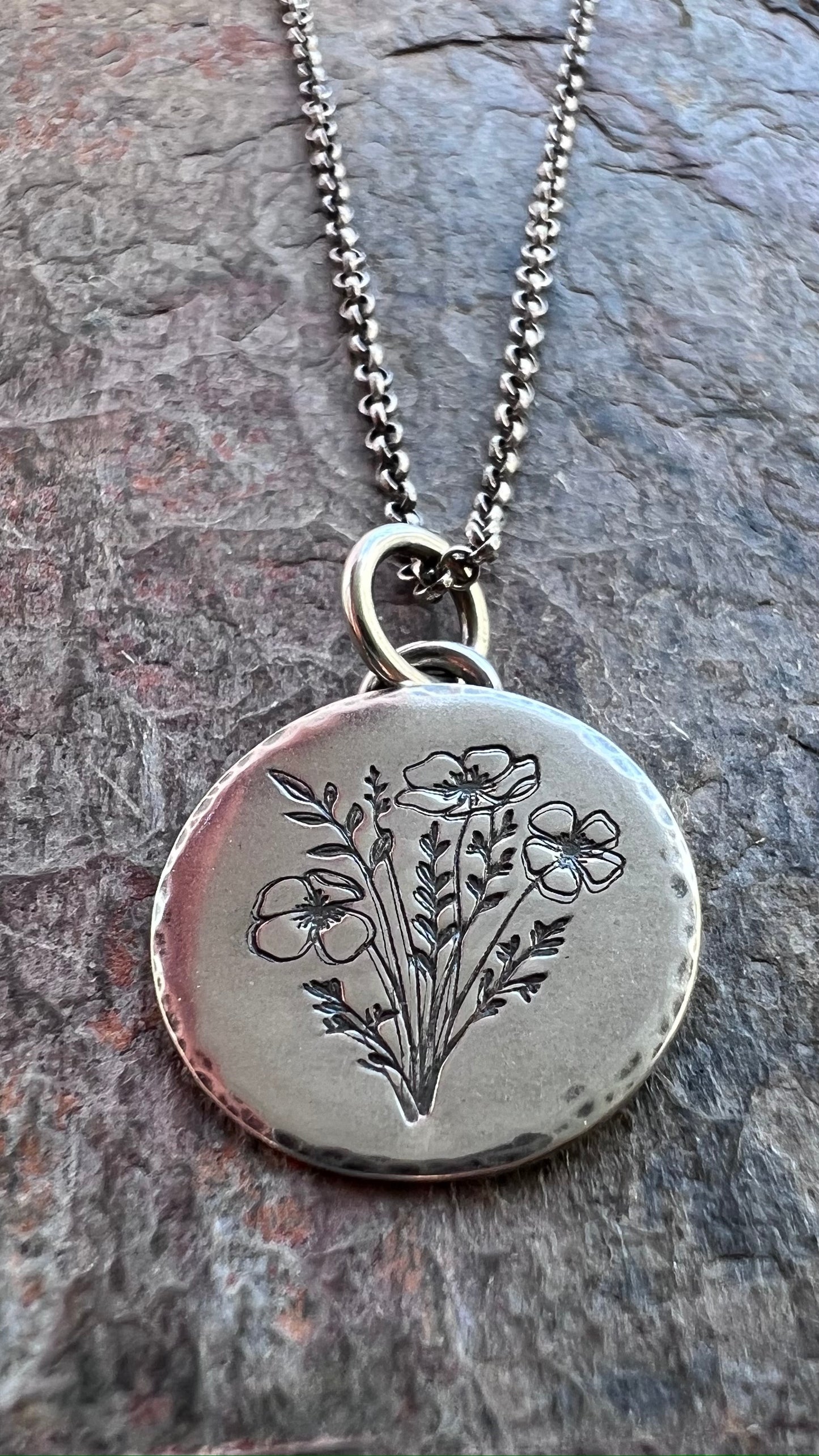 Sterling Silver Wildflower Necklace | Flower Pendant Silver Necklace