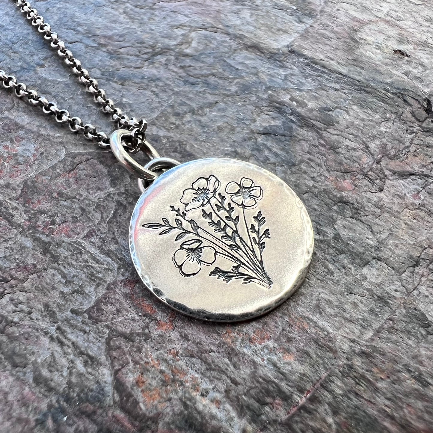 Sterling Silver Wildflower Necklace | Flower Pendant Silver Necklace