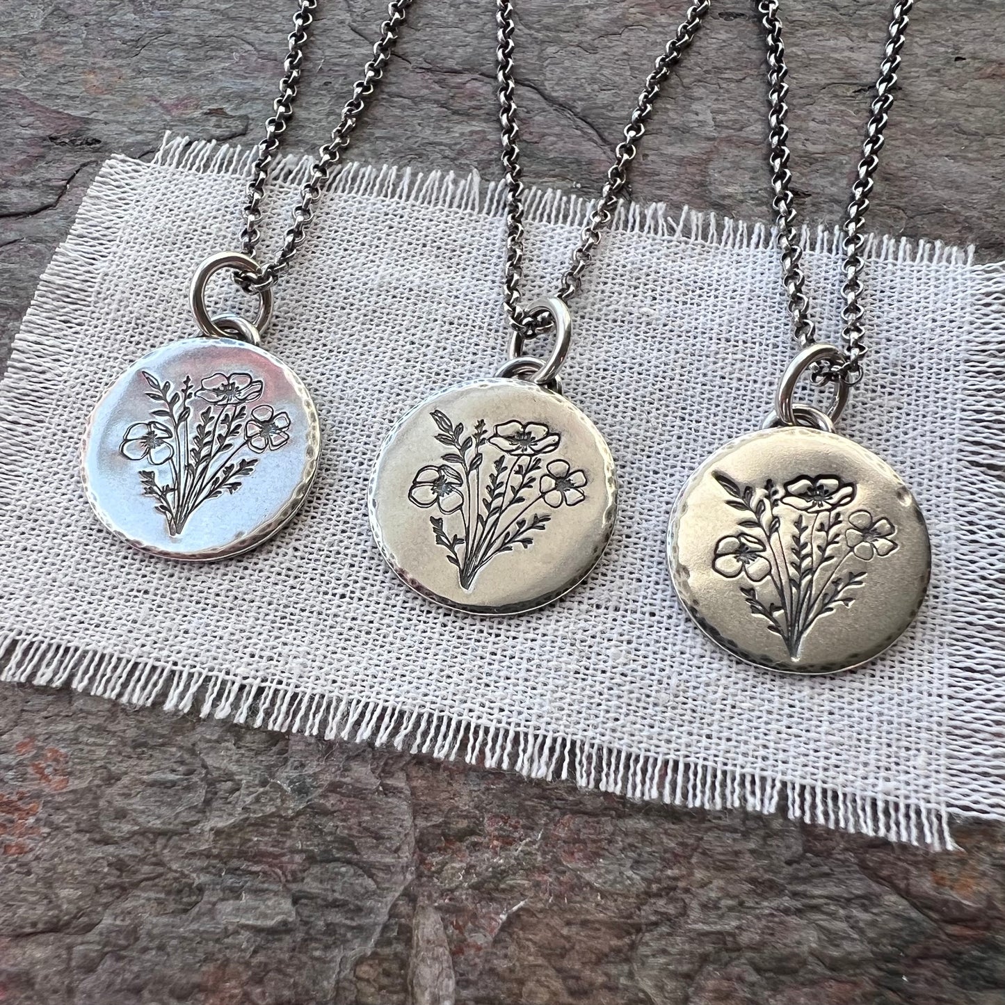 Sterling Silver Wildflower Necklace | Flower Pendant Silver Necklace