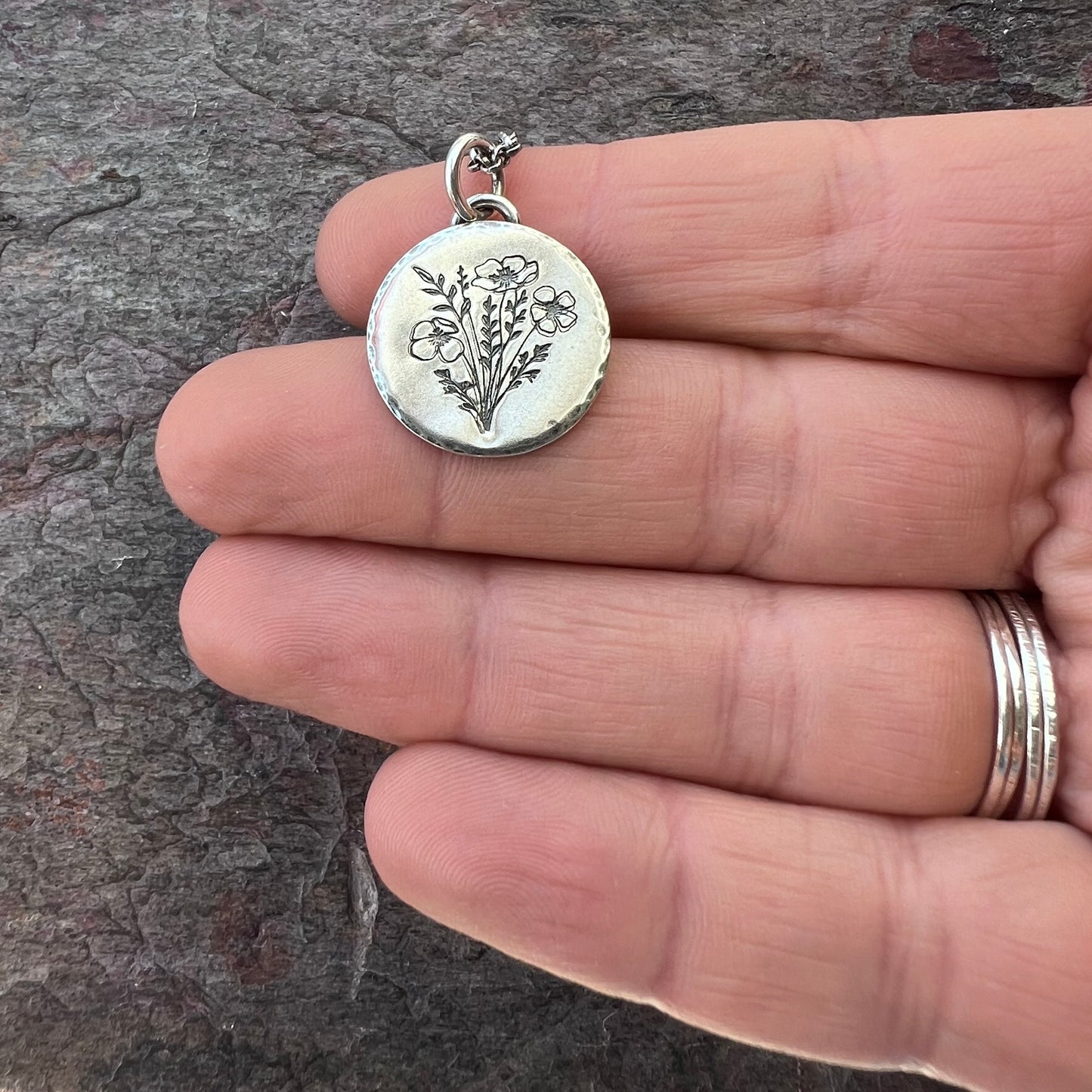Sterling Silver Wildflower Necklace | Flower Pendant Silver Necklace