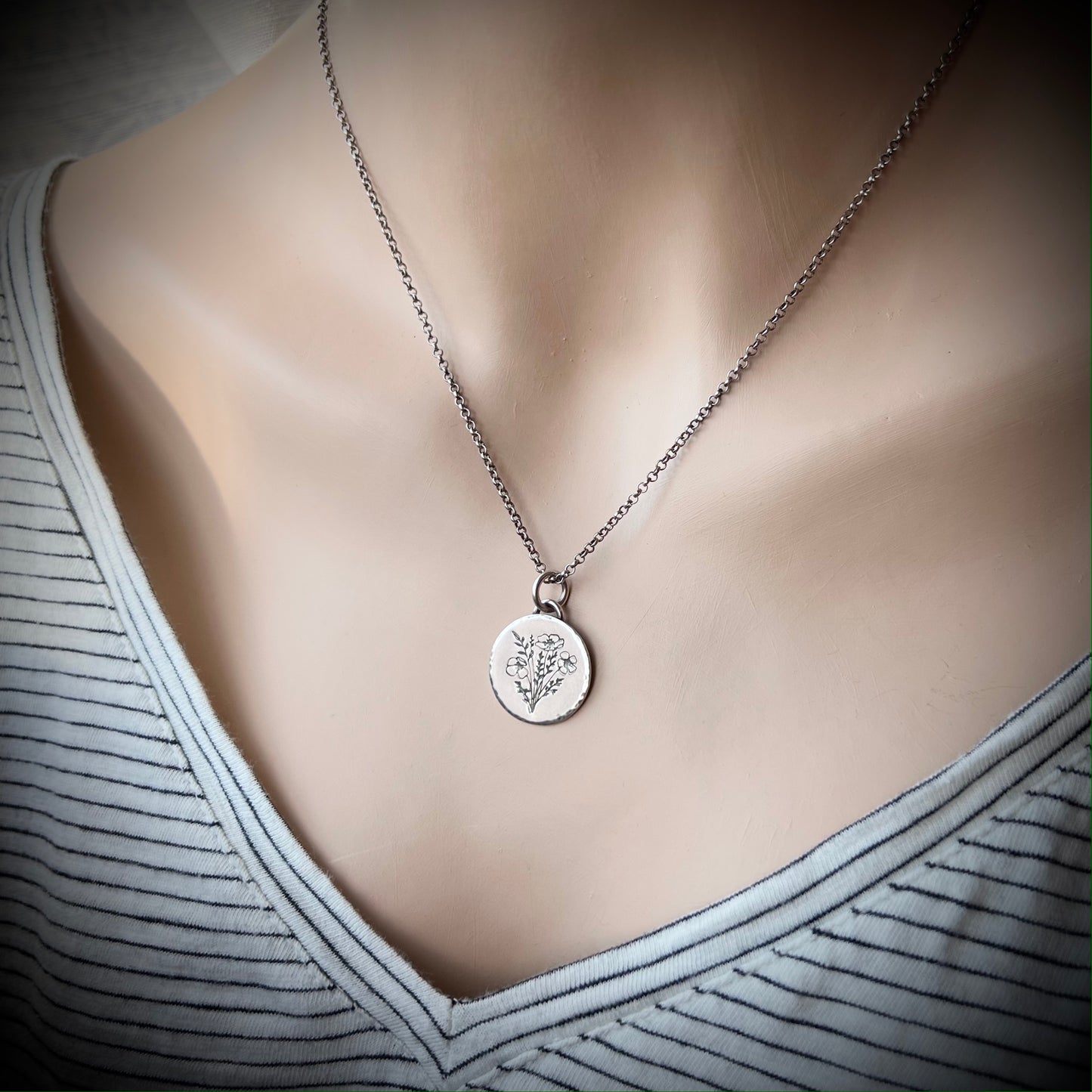Sterling Silver Wildflower Necklace | Flower Pendant Silver Necklace