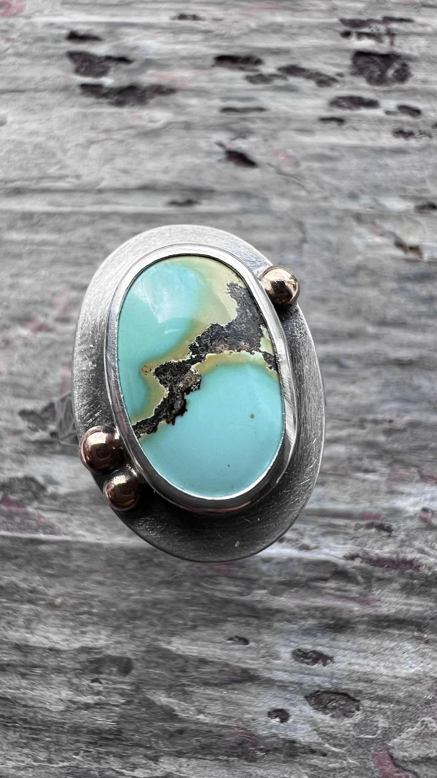 Turquoise Sterling Silver Ring | Genuine Turquoise Natural Stone Ring