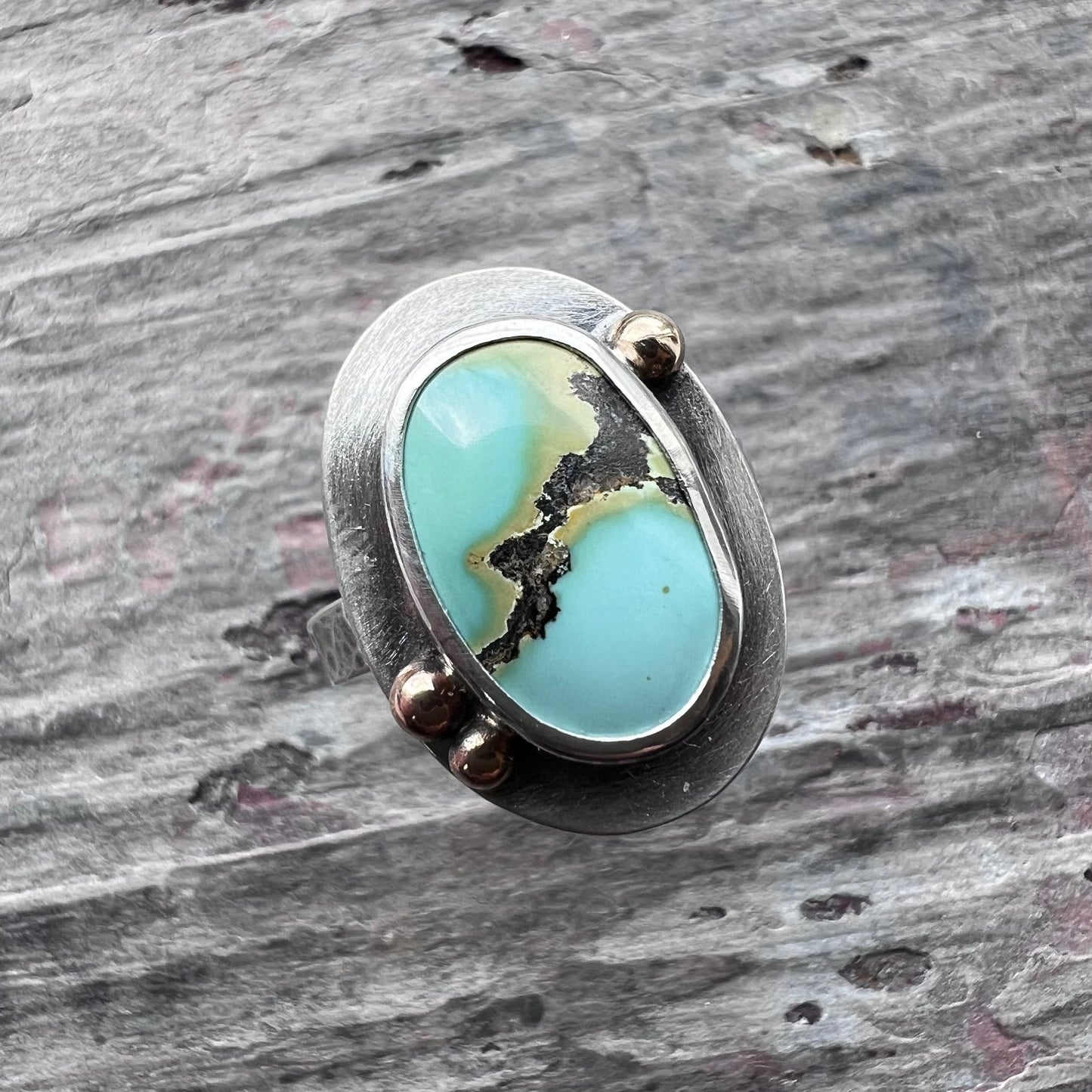 Turquoise Sterling Silver Ring | Genuine Turquoise Natural Stone Ring