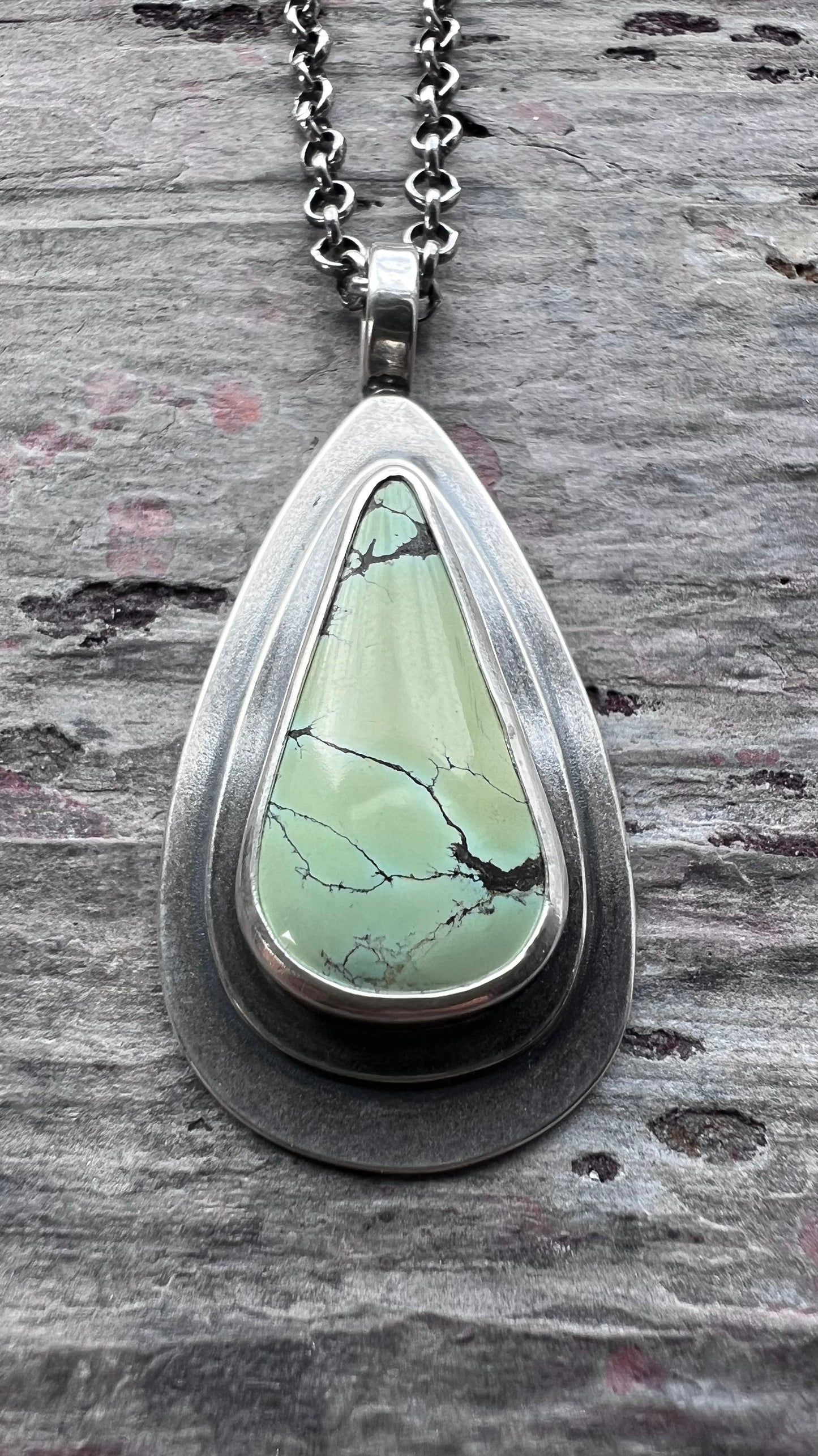Sterling Silver Turquoise Necklace | Natural Turquoise Teardrop Pendant Necklace - Stone 2