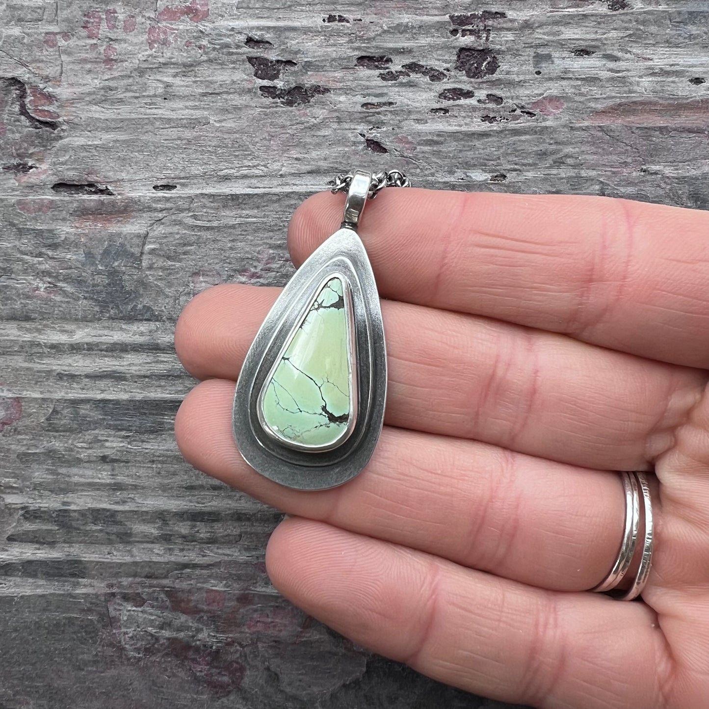 Sterling Silver Turquoise Necklace | Natural Turquoise Teardrop Pendant Necklace - Stone 2