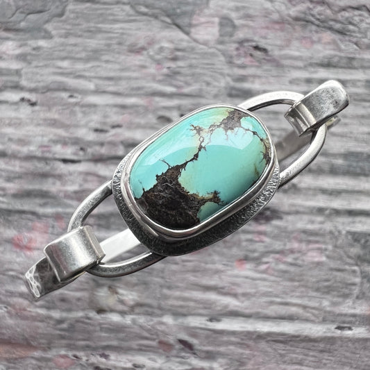 Turquoise Sterling Silver Bracelet | Genuine Natural Turquoise Cuff Bracelet