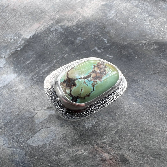Sterling Silver Turquoise Ring | Genuine Natural Turquoise Cabochon Ring - Size 8