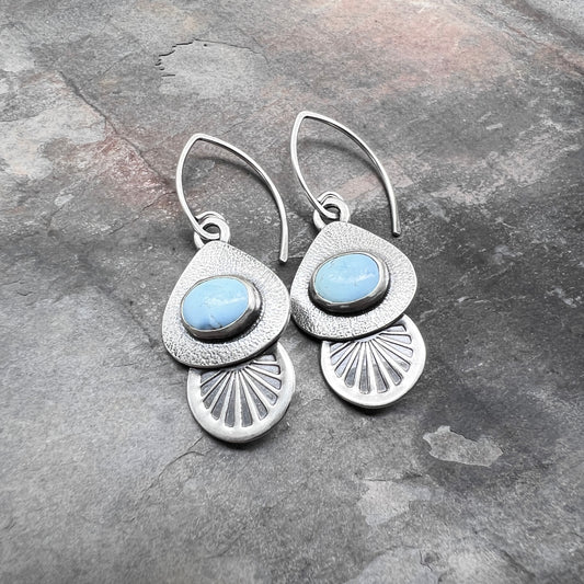Golden Hill Turquoise Sterling Silver Earrings | Golden Hill Turquoise Stamped Dangle Earrings