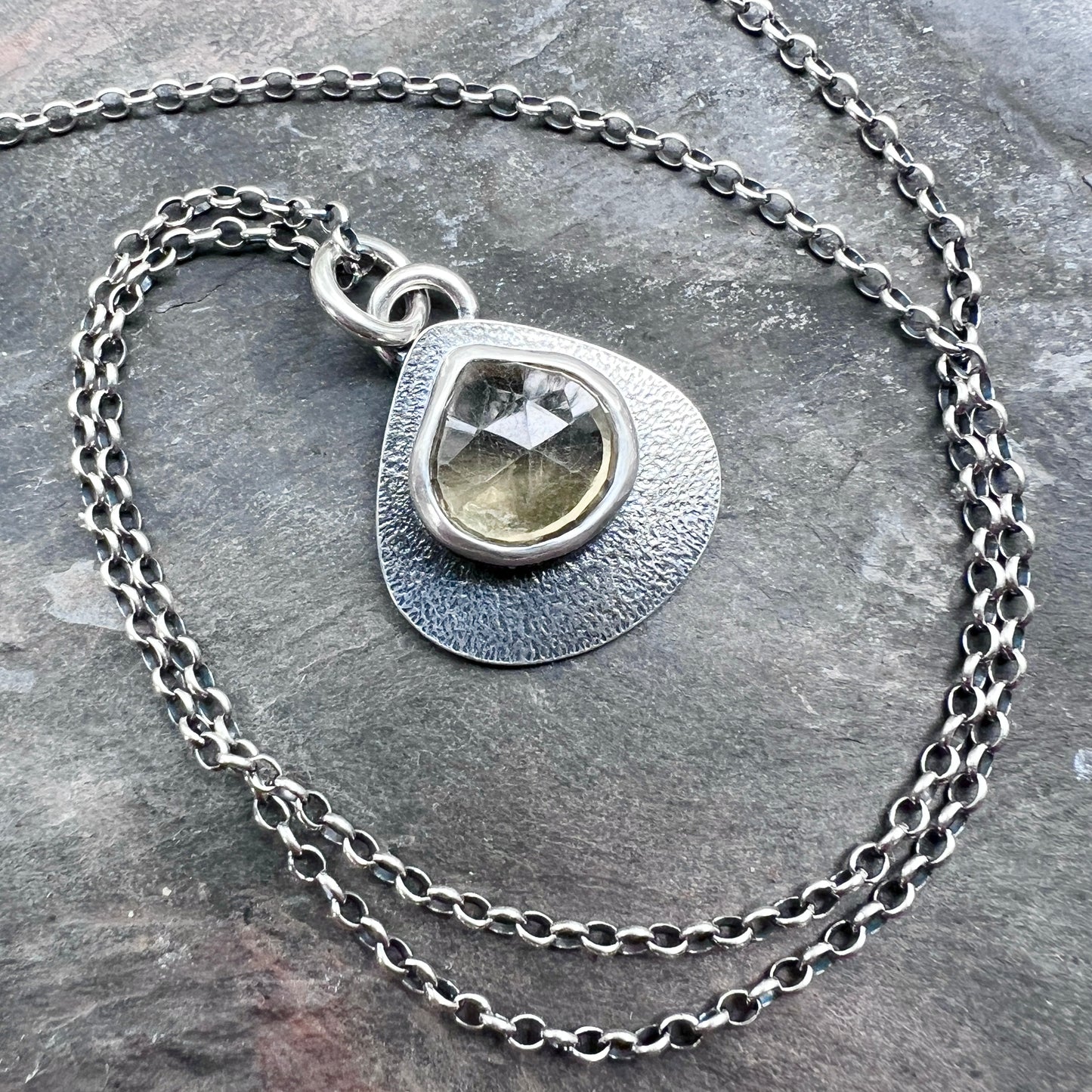 Sterling Silver Genuine Citrine Necklace | Yellow Natural Stone Pendant