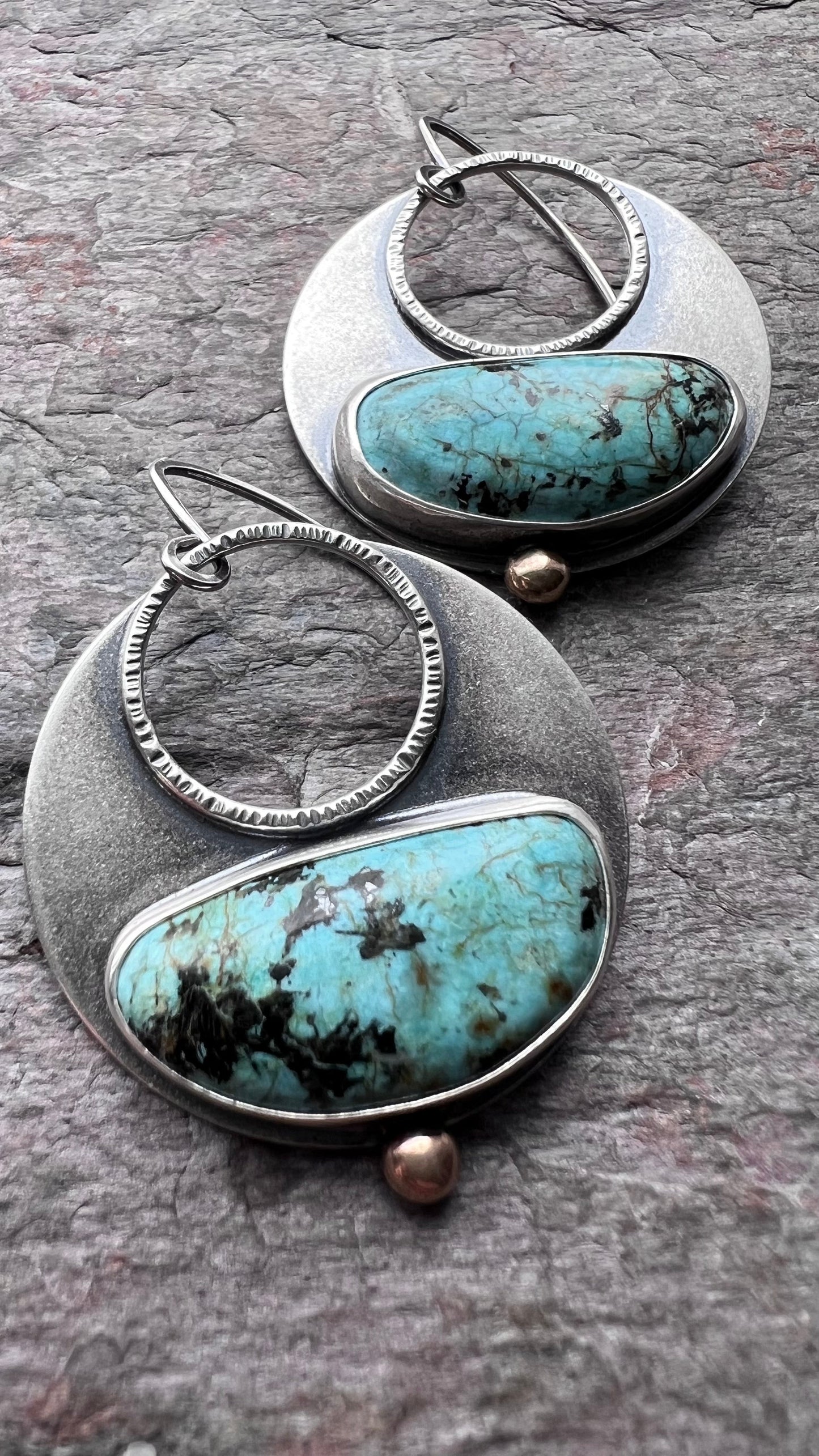 SOLD Chrysocolla Sterling Silver Earrings - Handmade One-of-a-kind Earrings