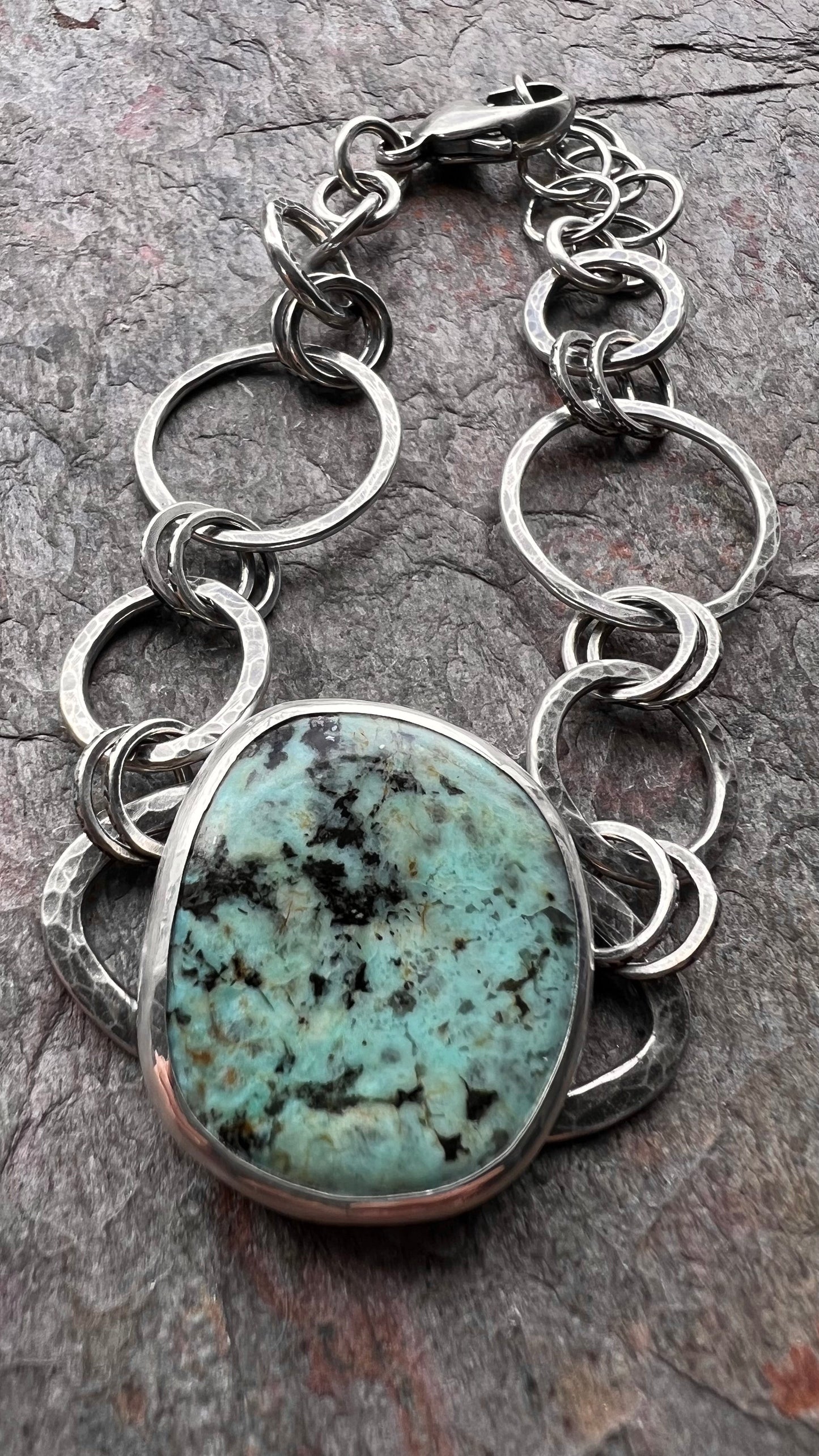 SOLD Sterling Silver Chrysocolla Bracelet - Handmade One-of-a-kind Bracelet