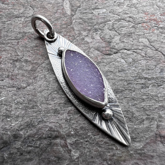 Sterling Silver Druzy Pendant - Handmade One-of-a-kind Druzy Marquise Pendant