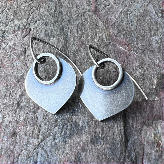 Sterling Silver Petal with Circle Earrings