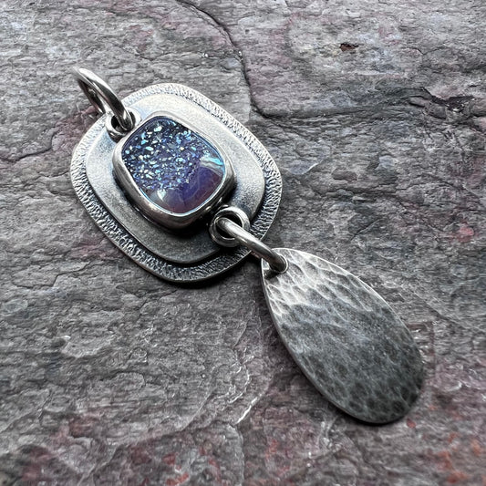 Sterling Silver Druzy Pendant - Handmade One-of-a-kind Pendant