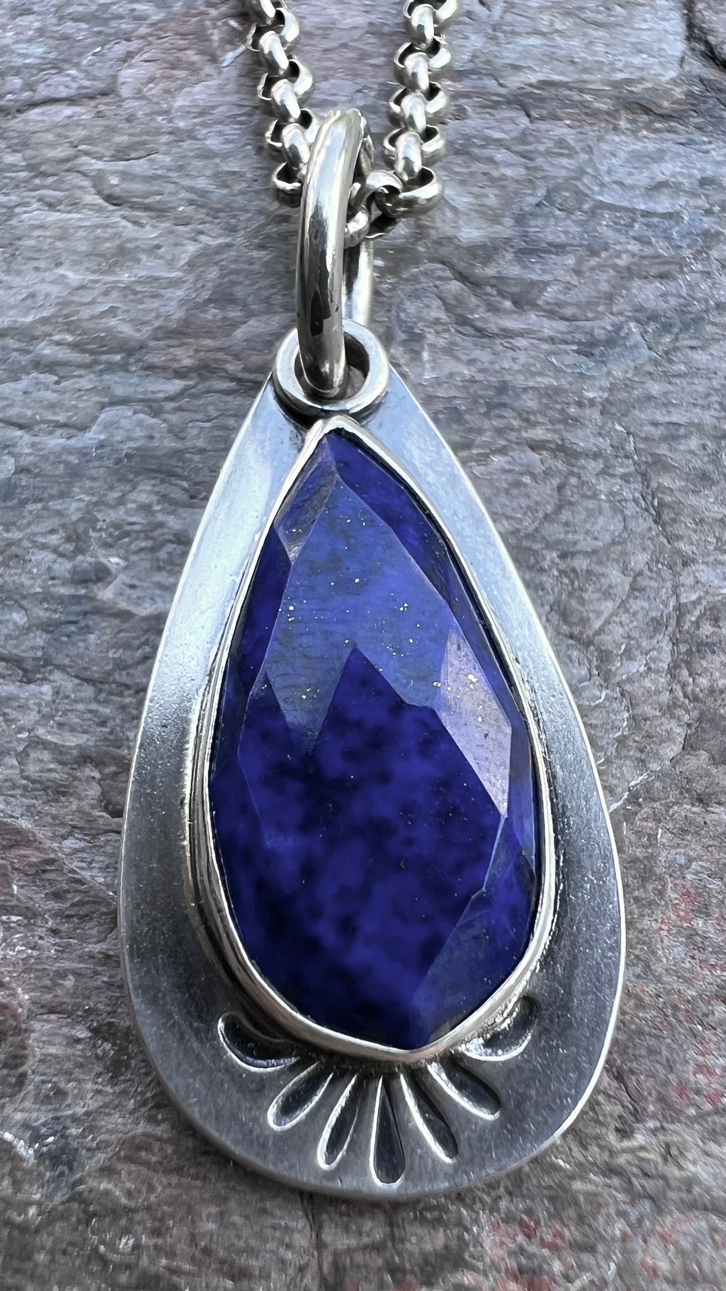 Lapis Lazuli Teardrop Pendant - Handmade One-of-a-kind Pendant