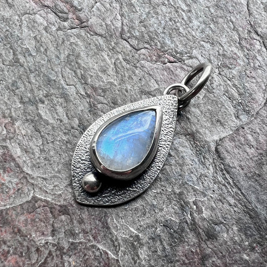 Rainbow Moonstone Sterling Silver Pendant - One-of-a-Kind Handmade Pendant