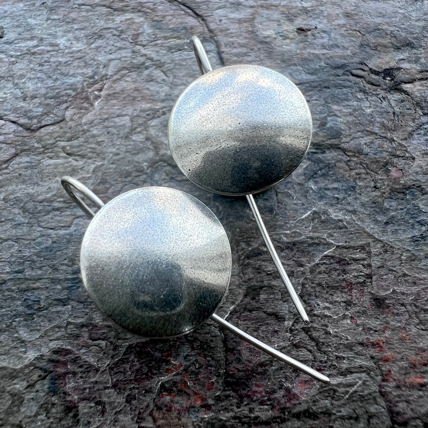 Sterling Silver Domed Circle Earrings - Handmade Sterling Silver Earrings