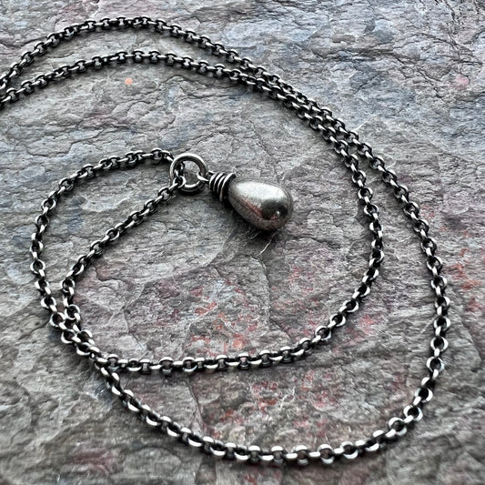 Sterling Silver Small Teardrop Necklace - Lightweight Pendant on Delicate Sterling Silver Chain