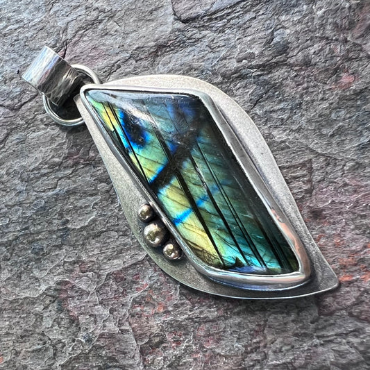 Labradorite Sterling Silver Pendant - One-of-a-Kind Handmade Pendant