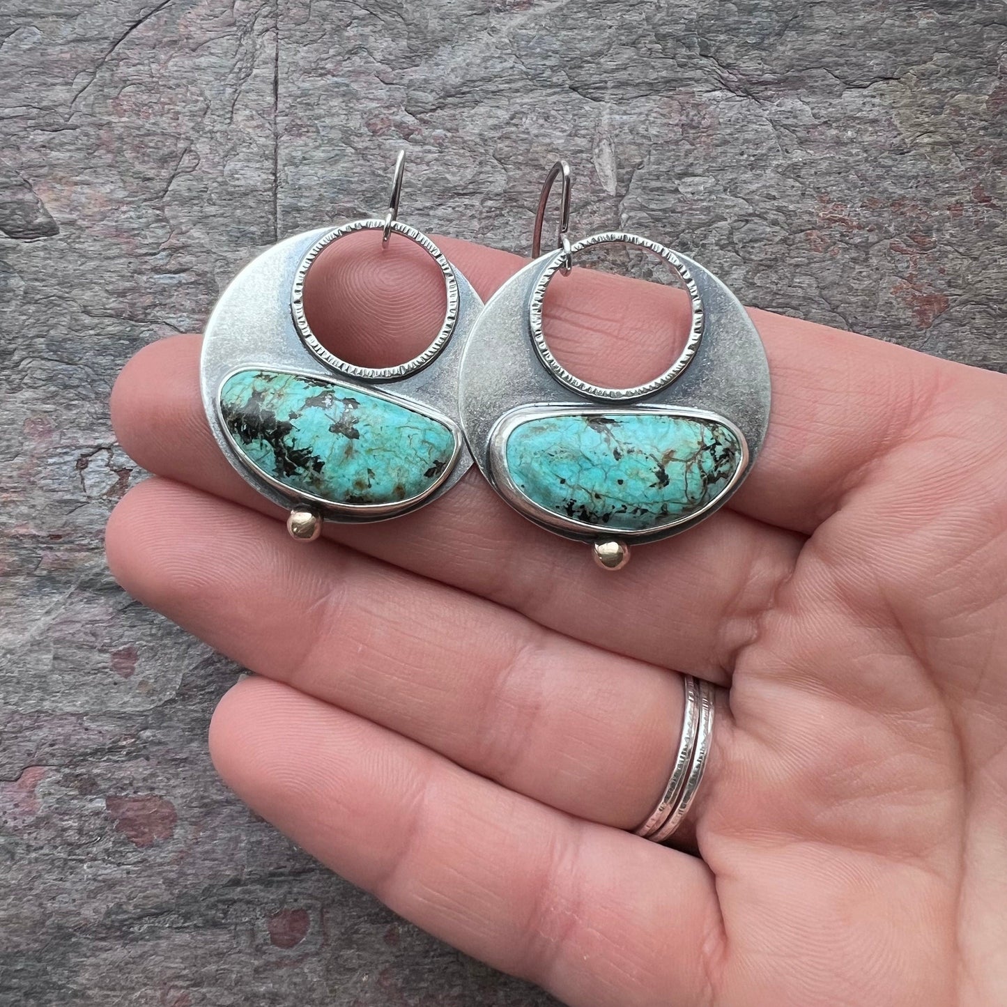 SOLD Chrysocolla Sterling Silver Earrings - Handmade One-of-a-kind Earrings