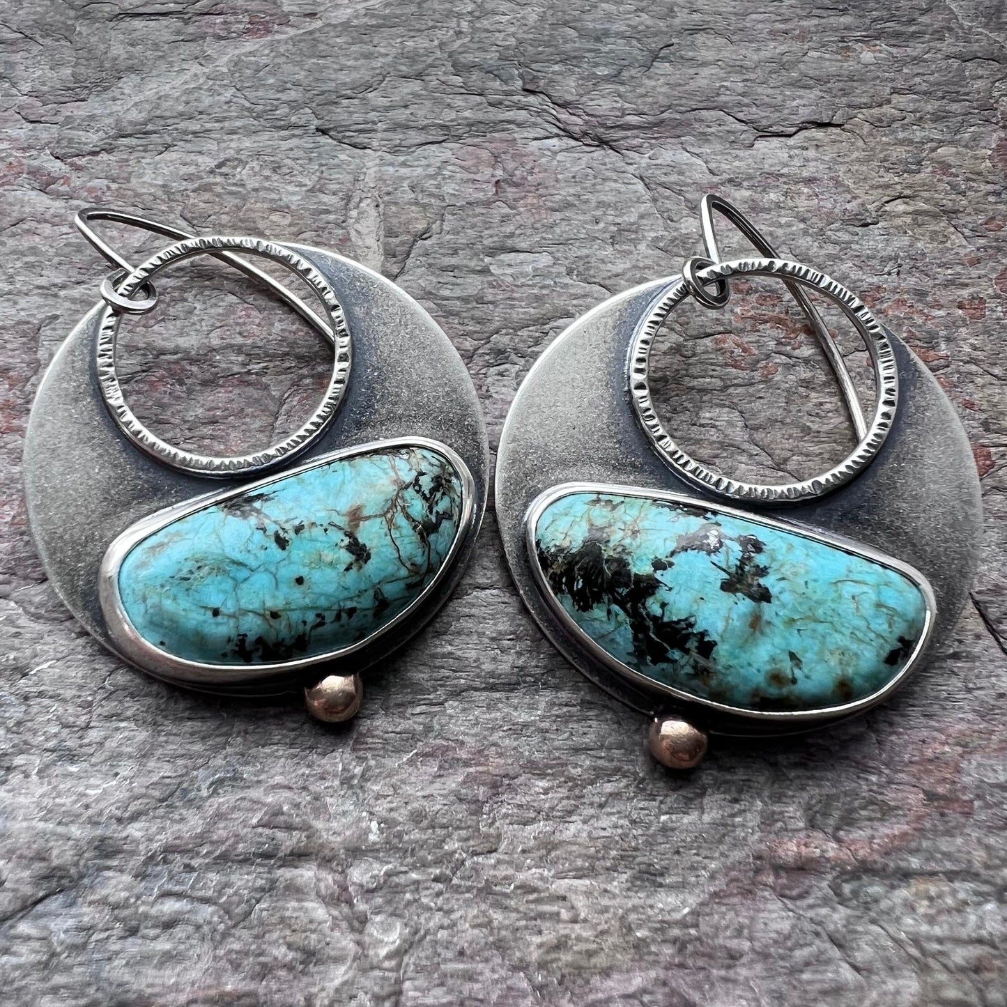 SOLD Chrysocolla Sterling Silver Earrings - Handmade One-of-a-kind Earrings