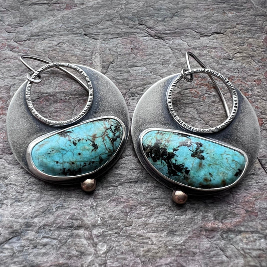 SOLD Chrysocolla Sterling Silver Earrings - Handmade One-of-a-kind Earrings