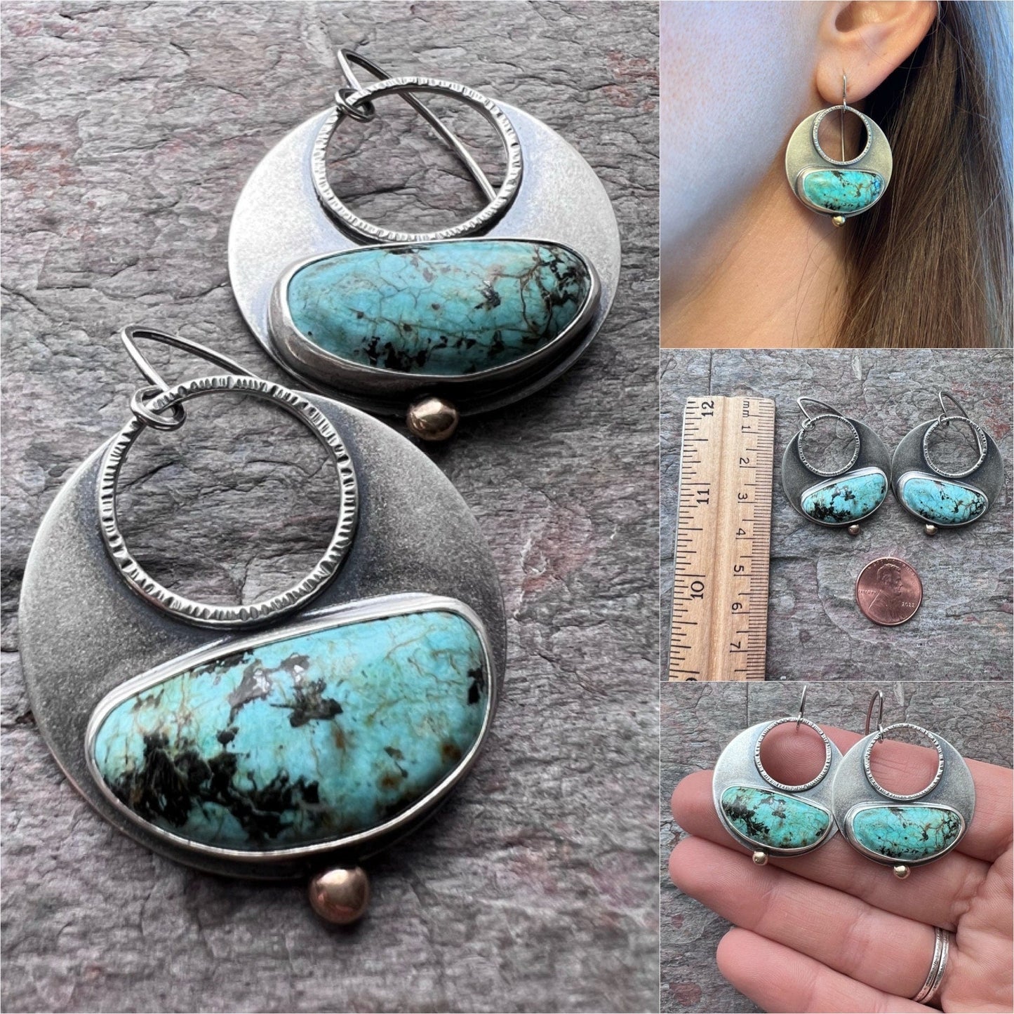 SOLD Chrysocolla Sterling Silver Earrings - Handmade One-of-a-kind Earrings