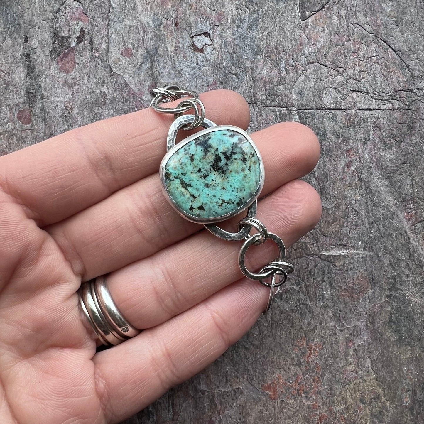 SOLD Sterling Silver Chrysocolla Bracelet - Handmade One-of-a-kind Bracelet