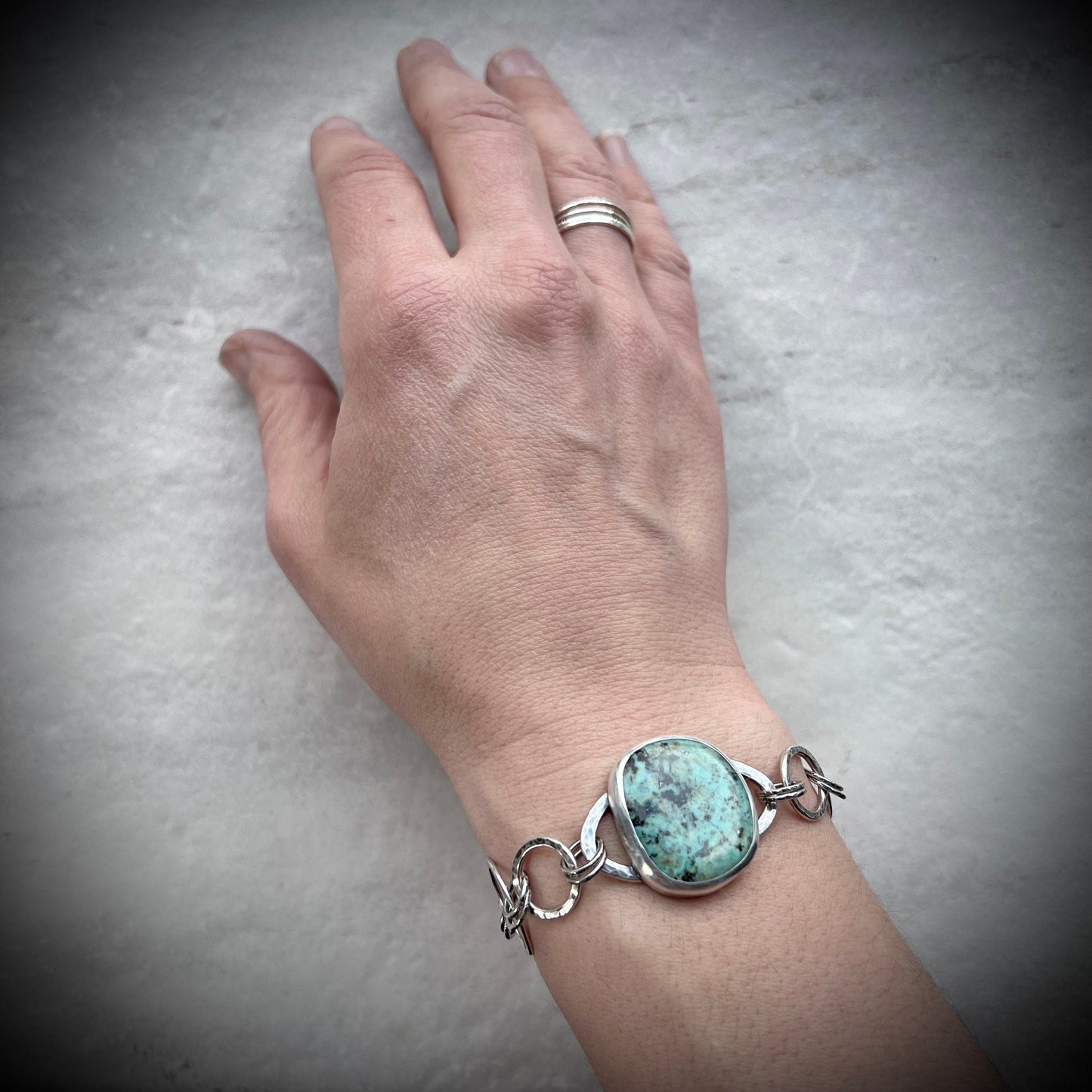 SOLD Sterling Silver Chrysocolla Bracelet - Handmade One-of-a-kind Bracelet