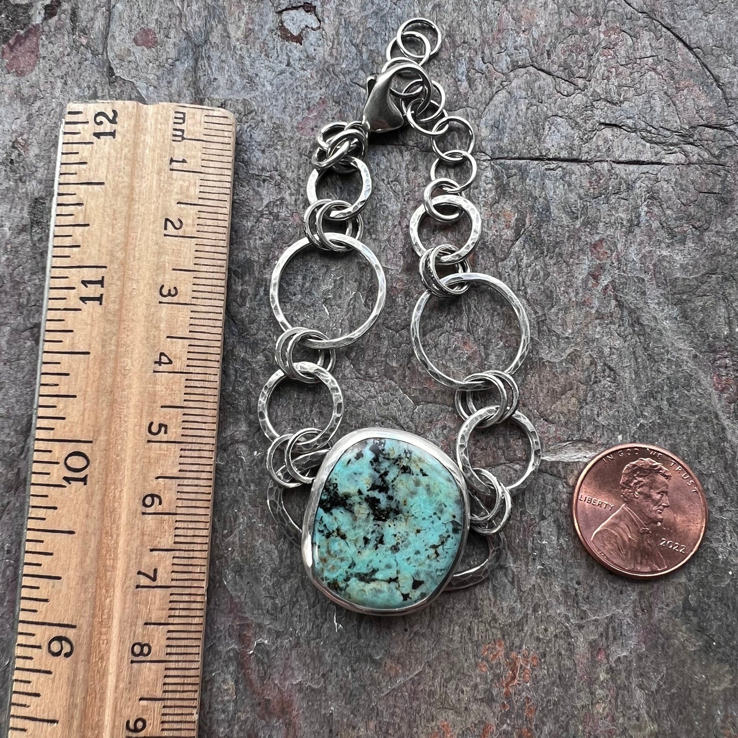 SOLD Sterling Silver Chrysocolla Bracelet - Handmade One-of-a-kind Bracelet