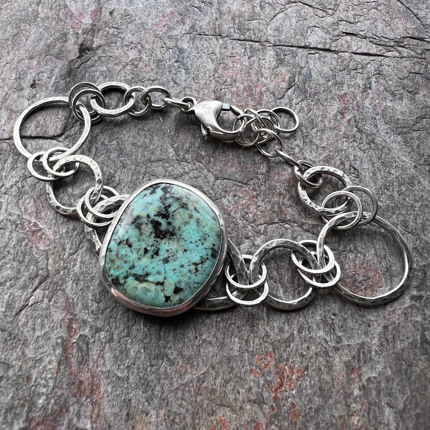 SOLD Sterling Silver Chrysocolla Bracelet - Handmade One-of-a-kind Bracelet