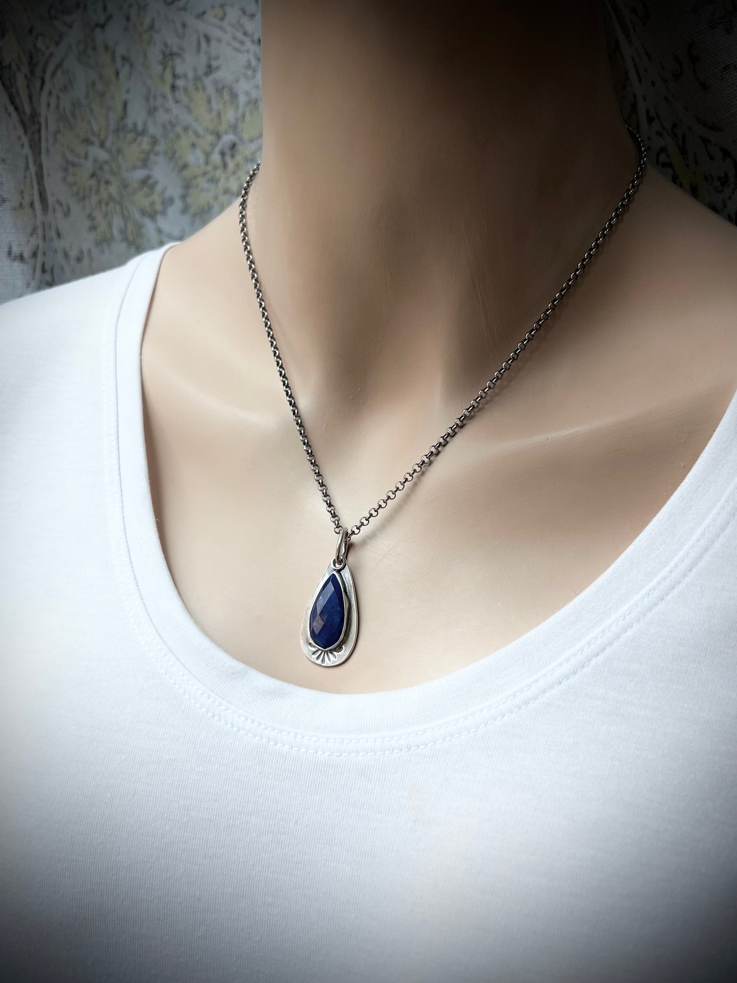 Lapis Lazuli Teardrop Pendant - Handmade One-of-a-kind Pendant