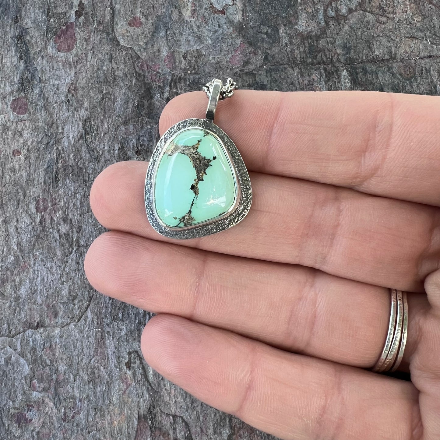 Sterling Silver Turquoise Freeform Necklace - One-of-a-Kind Turquoise Pendant on Sterling Silver Chain
