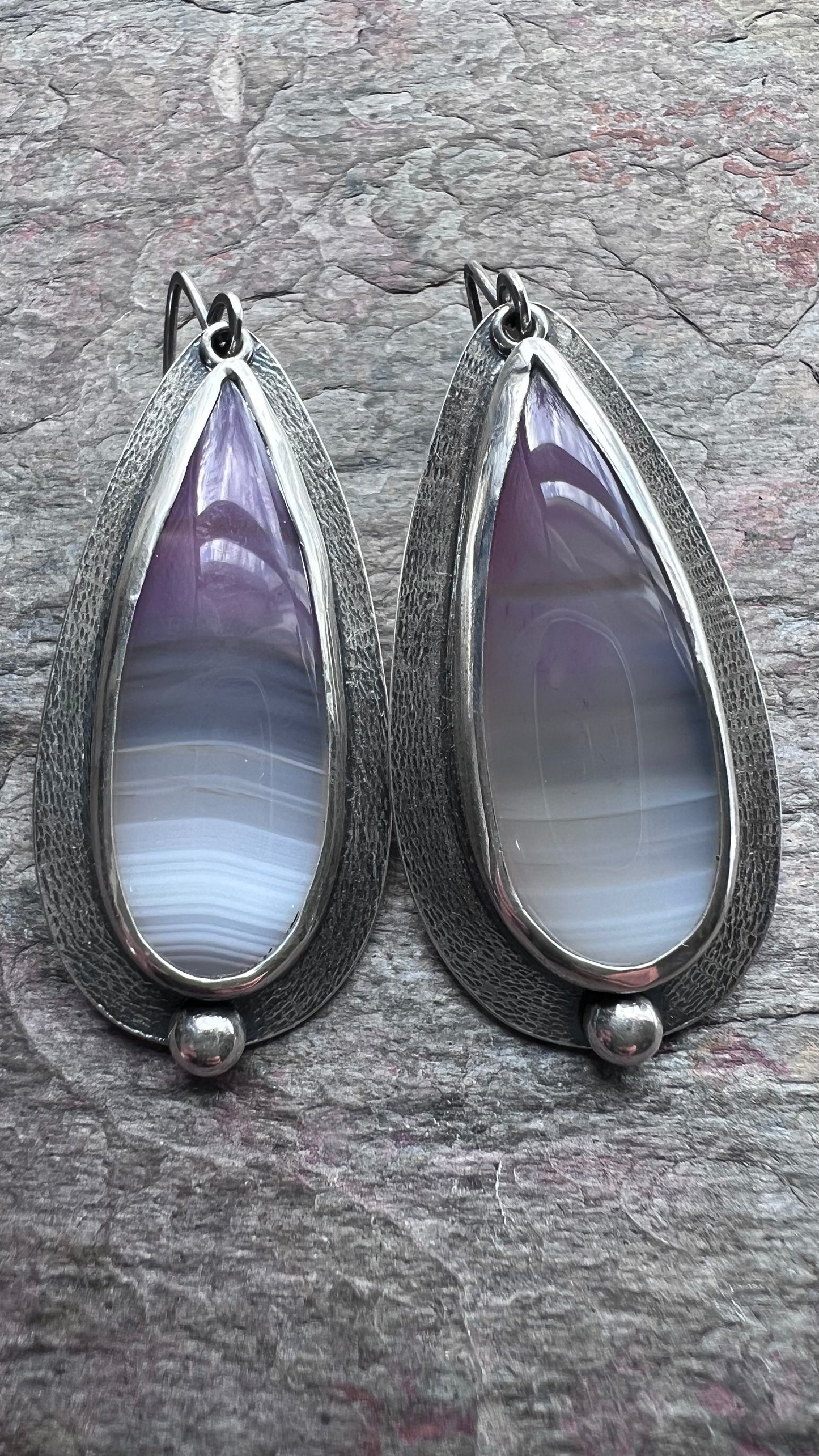Purple Fluorite Sterling Silver Earrings - Handmade One-of-a-kind Earrings