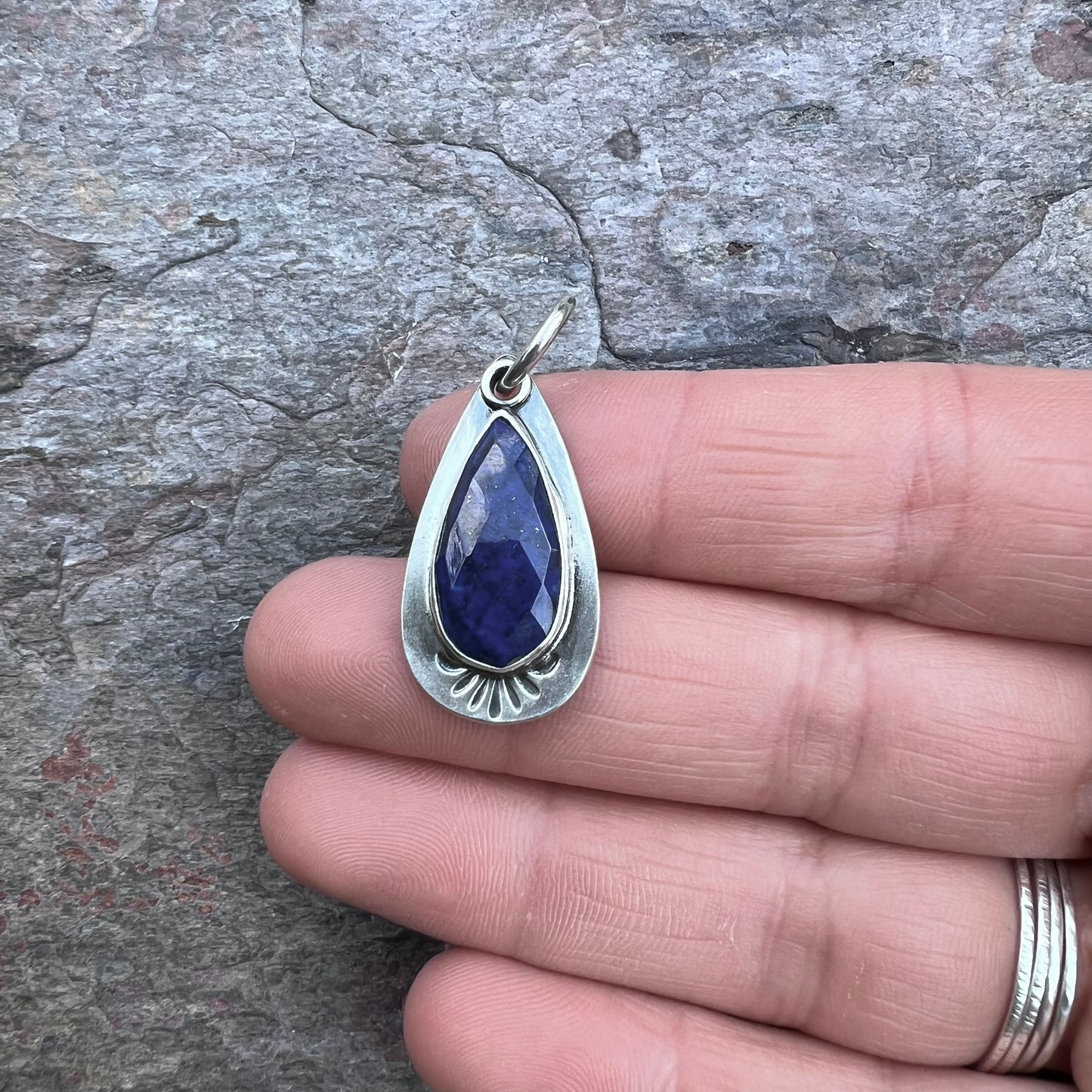 Lapis Lazuli Teardrop Pendant - Handmade One-of-a-kind Pendant