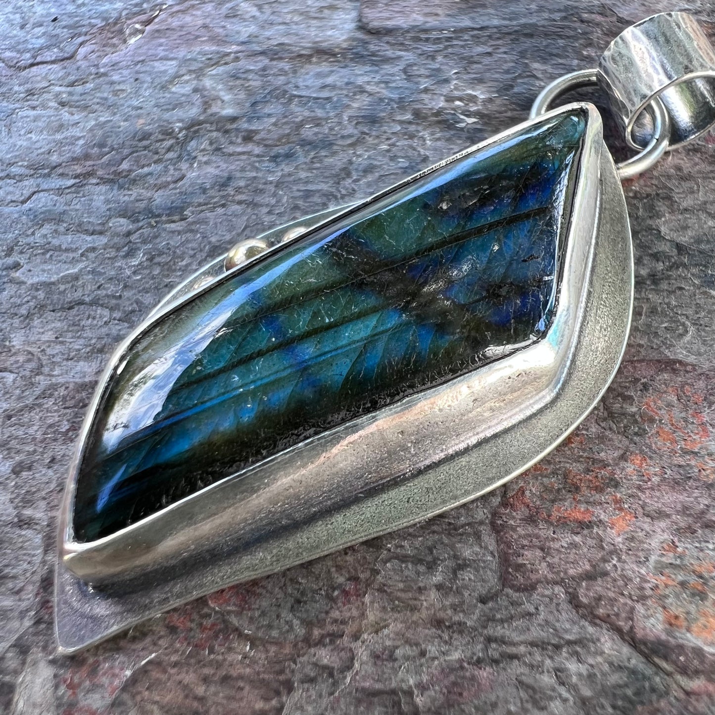 Labradorite Sterling Silver Pendant - One-of-a-Kind Handmade Pendant
